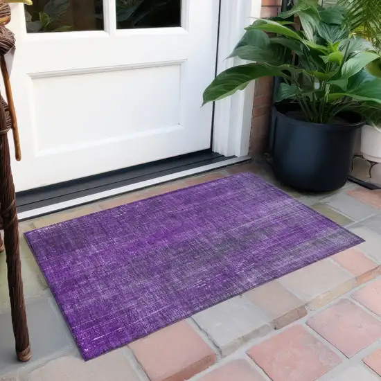 Purple Striped Washable Non Skid Indoor Outdoor Area Rug Photo 9