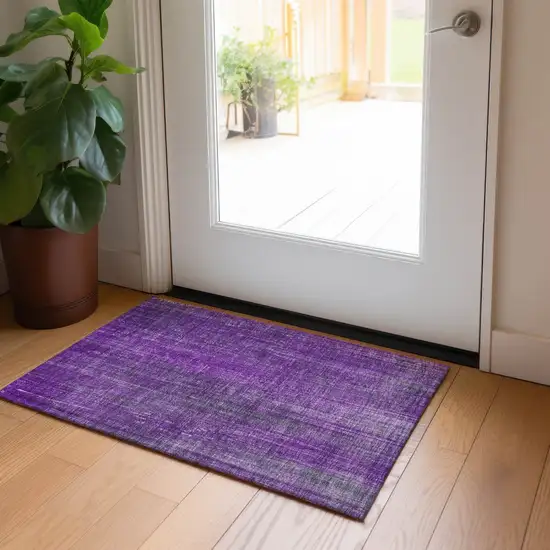 Purple Striped Washable Non Skid Indoor Outdoor Area Rug Photo 8