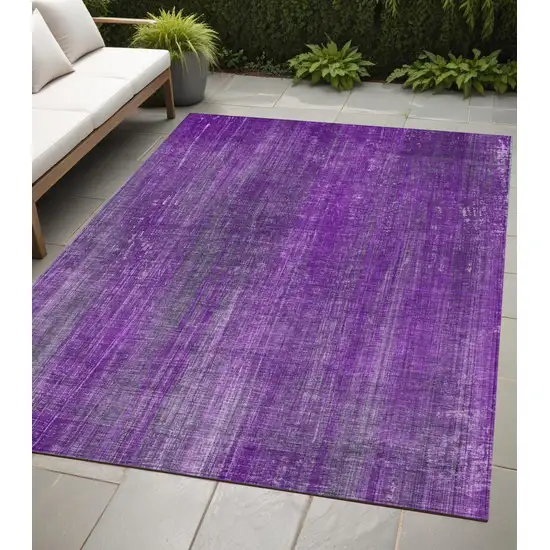 Purple Striped Washable Non Skid Indoor Outdoor Area Rug Photo 1