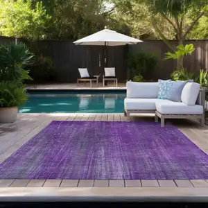 Photo of Purple Striped Washable Non Skid Indoor Outdoor Area Rug