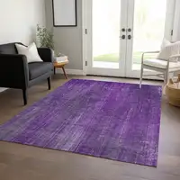 Photo of Purple Striped Washable Non Skid Indoor Outdoor Area Rug