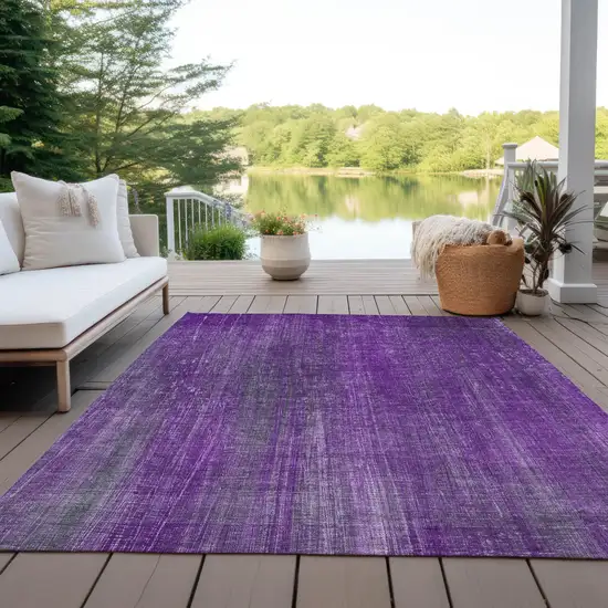 Purple Striped Washable Non Skid Indoor Outdoor Area Rug Photo 8