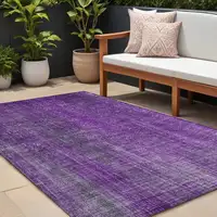 Photo of Purple Striped Washable Non Skid Indoor Outdoor Area Rug