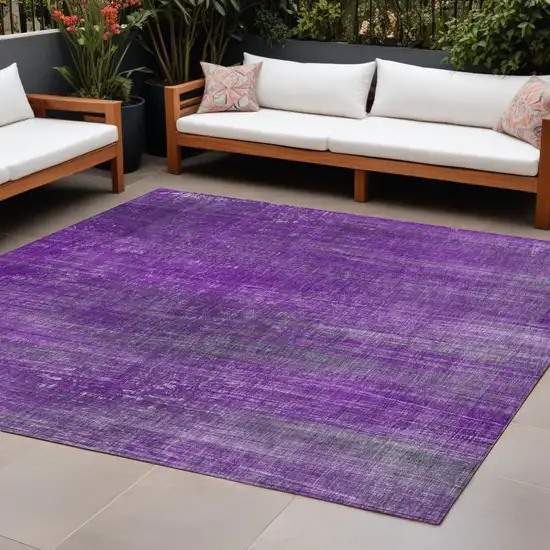 Purple Striped Washable Non Skid Indoor Outdoor Area Rug Photo 1