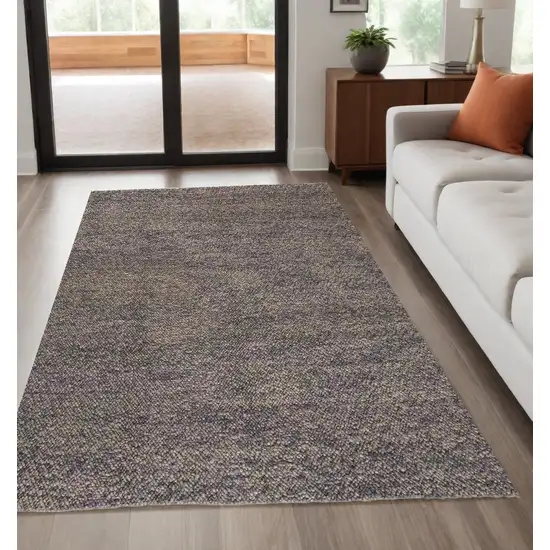 Purple and Gray Wool Hand Woven Distressed Area Rug Photo 1