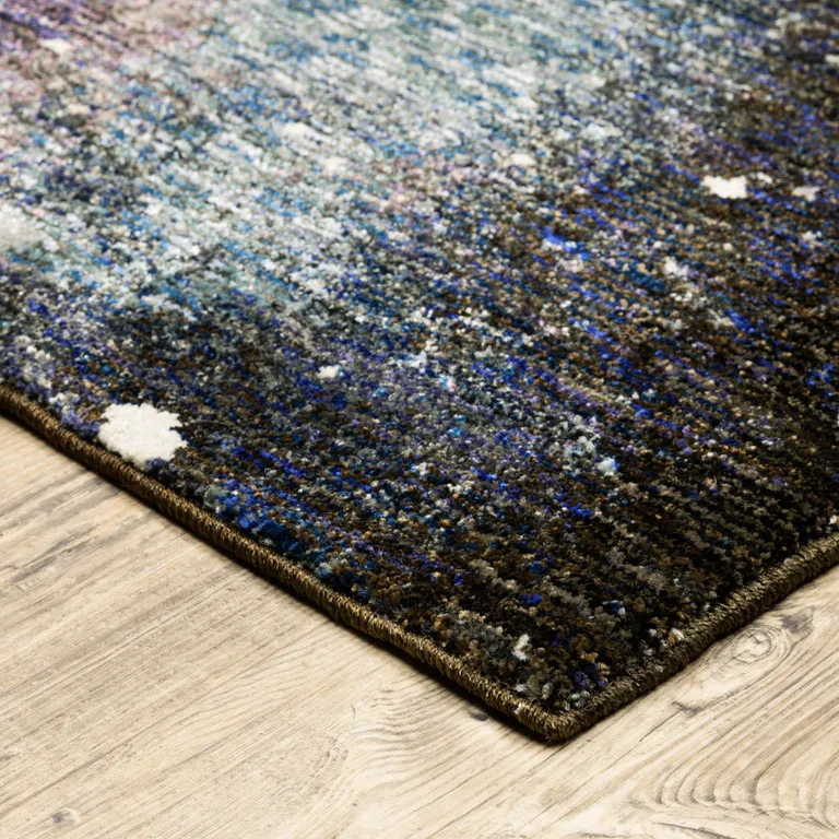 Purple Teal And Brown Abstract Power Loom Stain Resistant Area Rug Photo 5