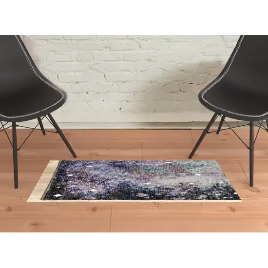 Purple Teal And Brown Abstract Power Loom Stain Resistant Area Rug Photo 4