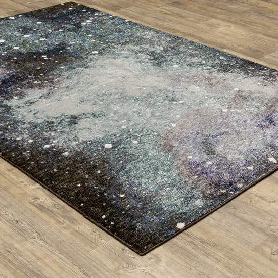 Purple Teal And Brown Abstract Power Loom Stain Resistant Area Rug Photo 7