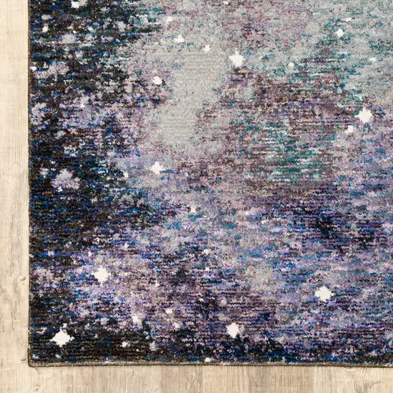 Purple Teal And Brown Abstract Power Loom Stain Resistant Area Rug Photo 1