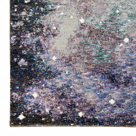 Purple Teal And Brown Abstract Power Loom Stain Resistant Area Rug Photo 3