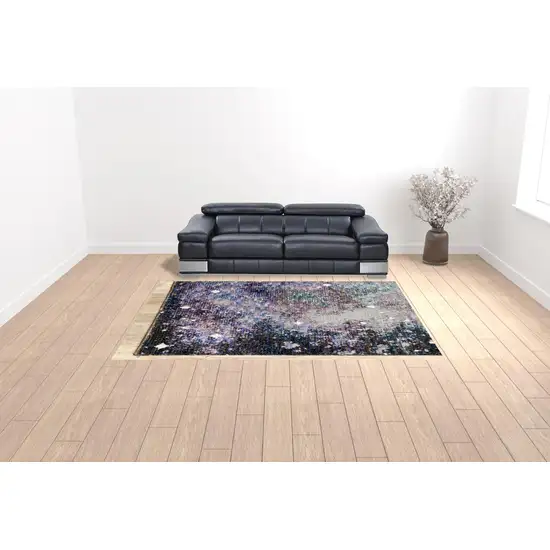 Purple Teal And Brown Abstract Power Loom Stain Resistant Area Rug Photo 4