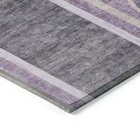 Photo of Purple and Black Abstract Washable Non Skid Indoor Outdoor Area Rug