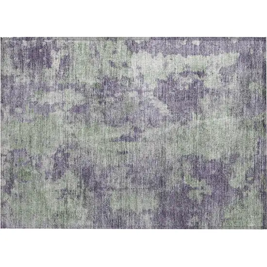 Purple and Green Abstract Washable Non Skid Indoor Outdoor Area Rug Photo 2