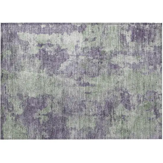 Purple and Green Abstract Washable Non Skid Indoor Outdoor Area Rug Photo 5