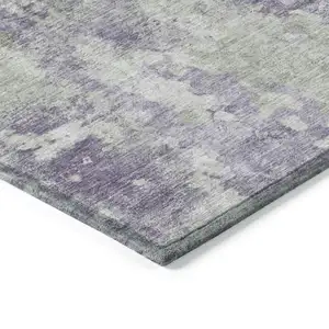 Photo of Purple and Green Abstract Washable Non Skid Indoor Outdoor Area Rug