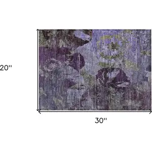 Photo of Purple and Green Floral Washable Non Skid Indoor Outdoor Area Rug