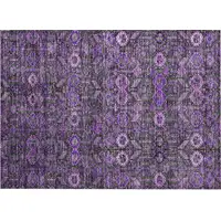 Photo of Purple and Green Floral Washable Non Skid Indoor Outdoor Area Rug