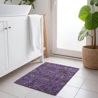 Photo of Purple and Green Floral Washable Non Skid Indoor Outdoor Area Rug