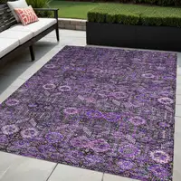 Photo of Purple and Green Floral Washable Non Skid Indoor Outdoor Area Rug