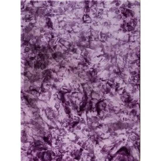 Purple and Ivory Faux Fur Shag Non Skid Area Rug Photo 1