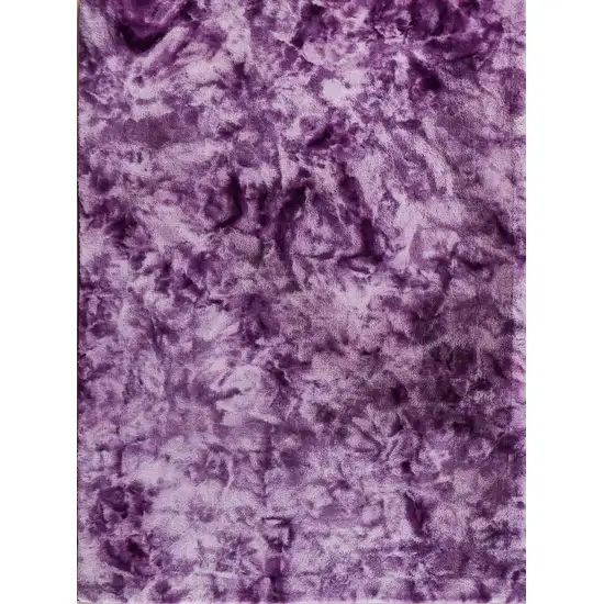 Purple and Ivory Faux Fur Shag Non Skid Area Rug Photo 3