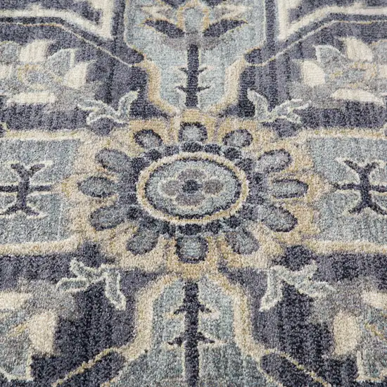 Purple and Ivory Medallion Power Loom Area Rug Photo 9