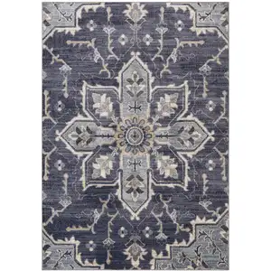 Photo of Purple and Ivory Medallion Power Loom Area Rug