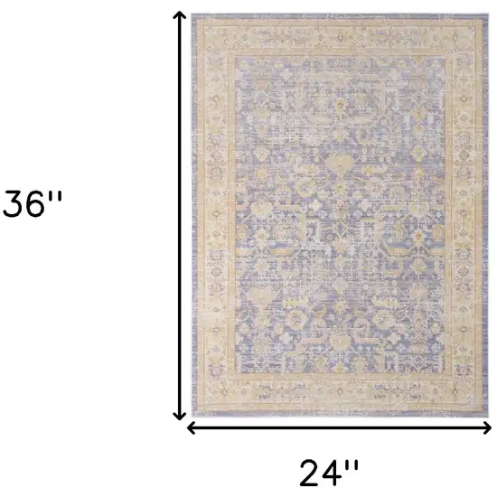 Purple and Ivory Oriental Power Loom Distressed Area Rug Photo 8