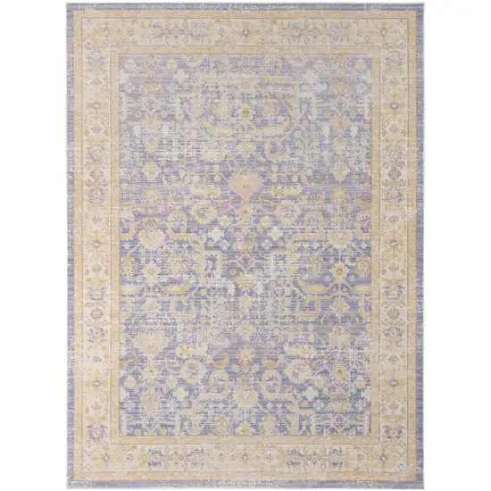 Purple and Ivory Oriental Power Loom Distressed Area Rug Photo 1