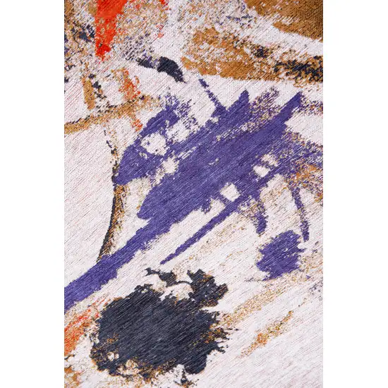 Purple and White Abstract Non Skid Area Rug Photo 5