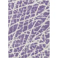 Photo of Purple and White Abstract Washable Non Skid Indoor Outdoor Area Rug