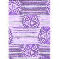 Photo of Purple and White Abstract Washable Non Skid Indoor Outdoor Area Rug