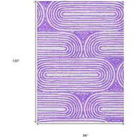 Photo of Purple and White Abstract Washable Non Skid Indoor Outdoor Area Rug