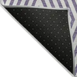 Photo of Purple and White Geometric Washable Non Skid Indoor Outdoor Area Rug