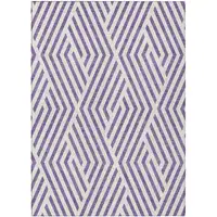 Photo of Purple and White Geometric Washable Non Skid Indoor Outdoor Area Rug