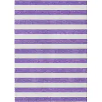 Photo of Purple and White Striped Washable Non Skid Indoor Outdoor Area Rug