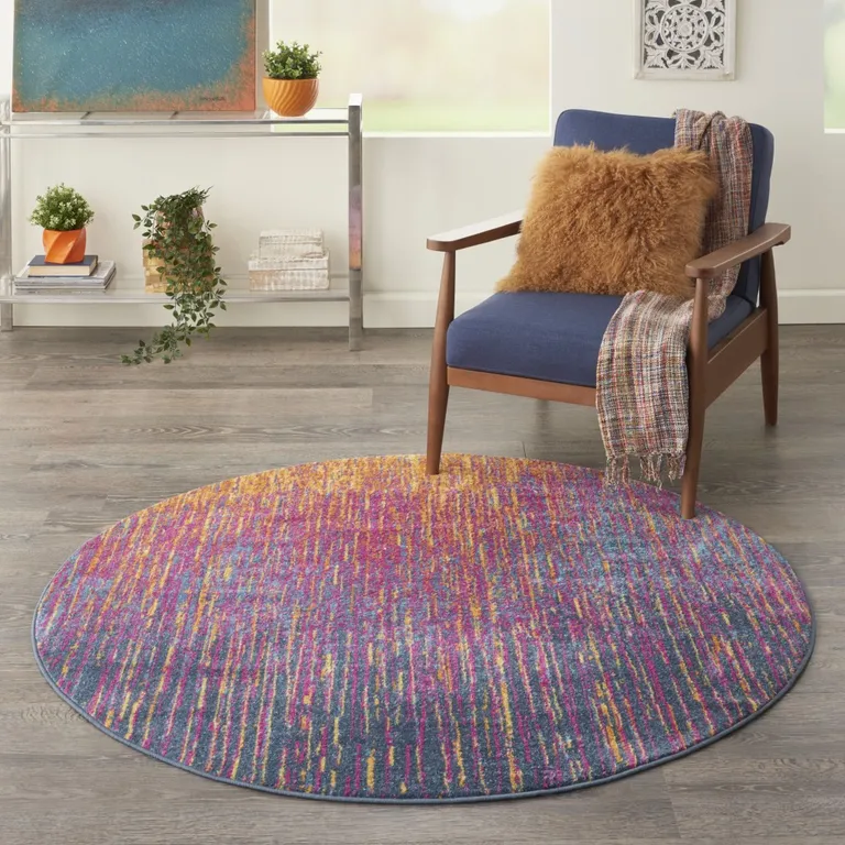 Rainbow Abstract Striations Area Rug Photo 5