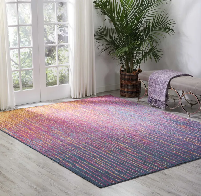 Rainbow Abstract Striations Area Rug Photo 4