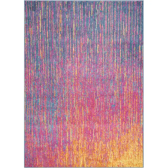 Blue And Pink Abstract Power Loom Area Rug Photo 8