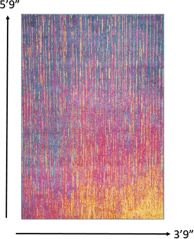 Rainbow Abstract Striations Area Rug Photo 2