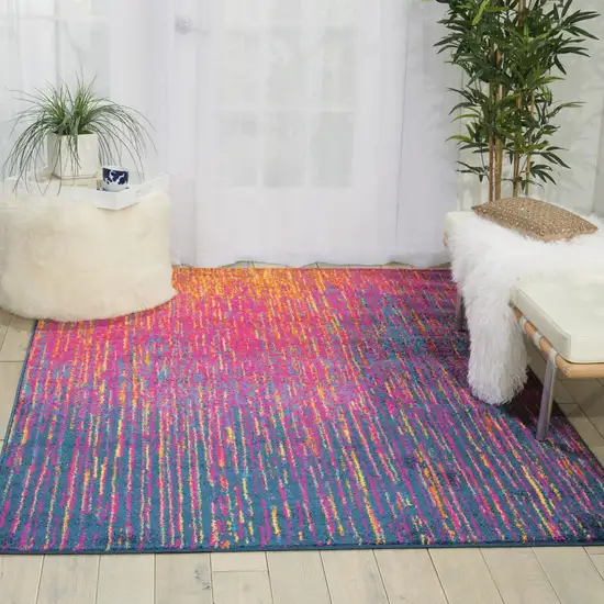 Rainbow Abstract Striations Area Rug Photo 5