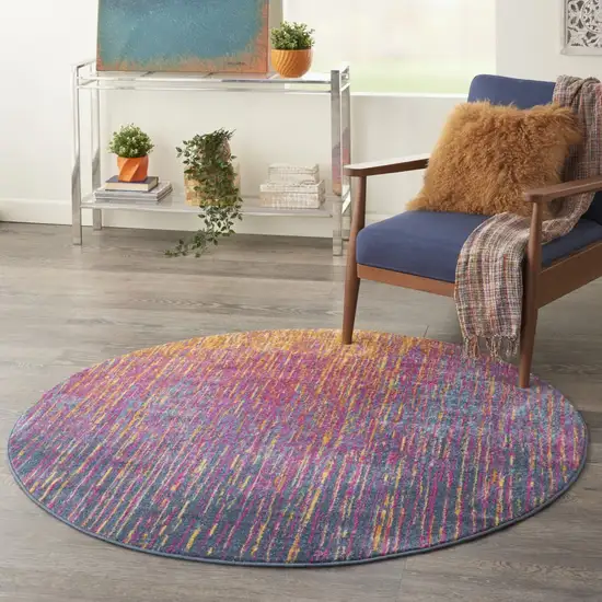 Rainbow Abstract Striations Area Rug Photo 7