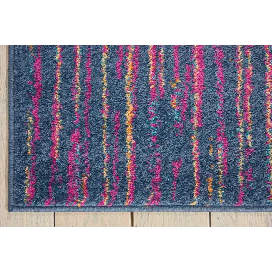 Blue And Pink Abstract Power Loom Area Rug Photo 9