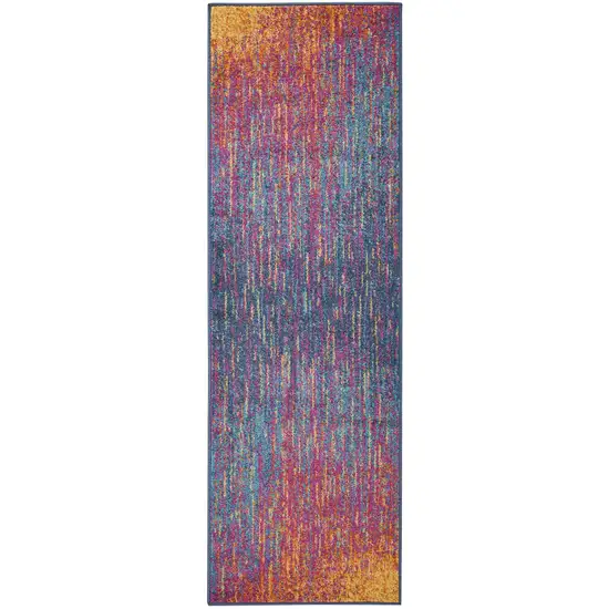 6' Blue And Orange Abstract Runner Rug Photo 1