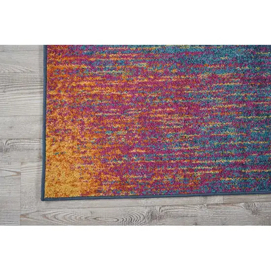 6' Blue And Pink Abstract Power Loom Runner Rug Photo 1