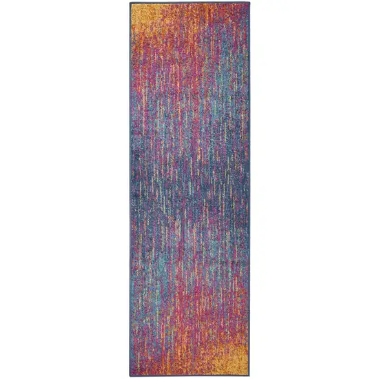 Rainbow Abstract Striations Runner Rug Photo 1