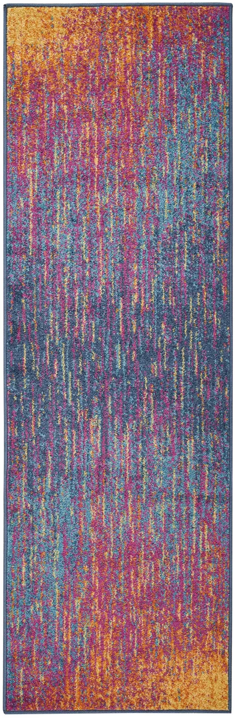 Rainbow Abstract Striations Runner Rug Photo 1