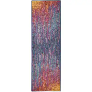 Photo of Rainbow Abstract Striations Runner Rug