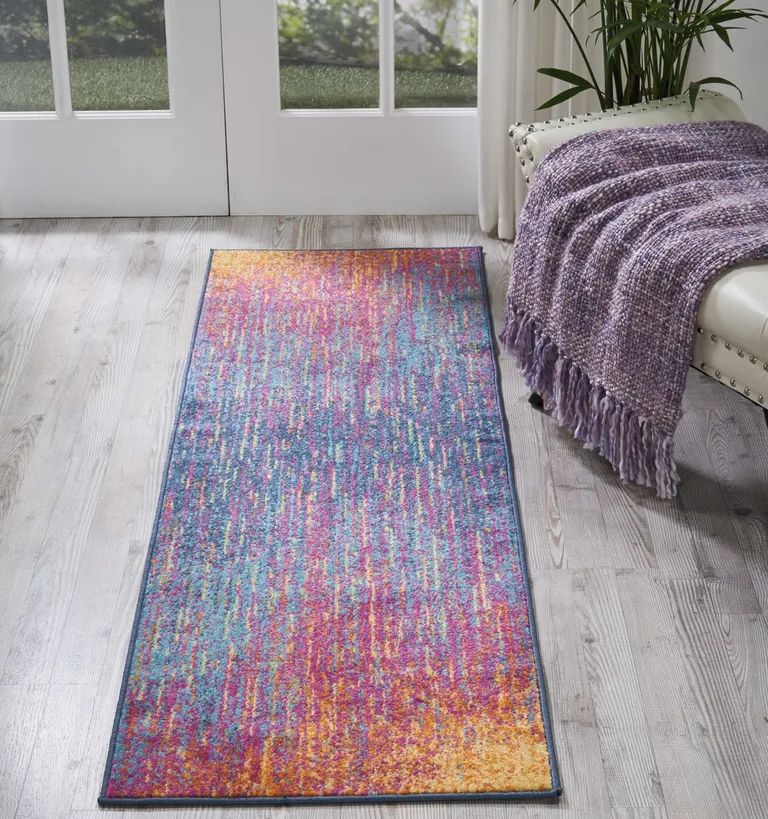 Rainbow Abstract Striations Runner Rug Photo 4