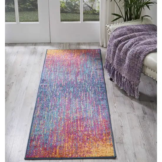 Rainbow Abstract Striations Runner Rug Photo 4